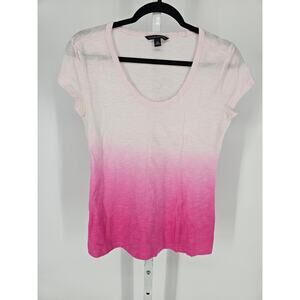 Banana Republic Women's White Pink Ombre Short Sleeve Cotton Top Size XS